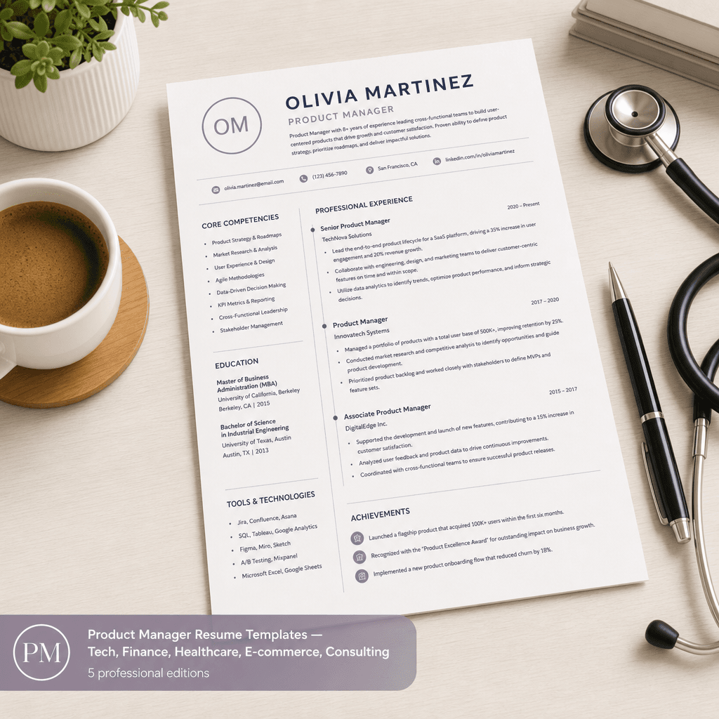 PM Resume Templates for Tech, Finance & Healthcare