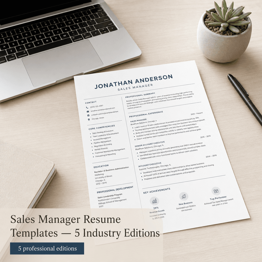Sales Manager Resume Templates — 5 Industries