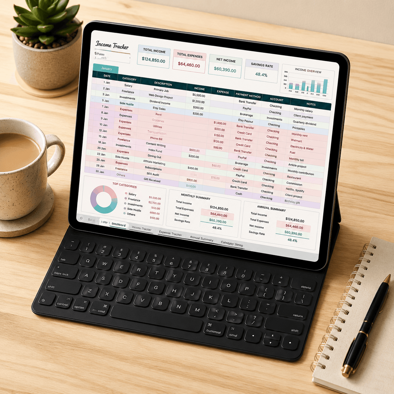 Income Tracker Templates | 5 Editions for Any Hustle